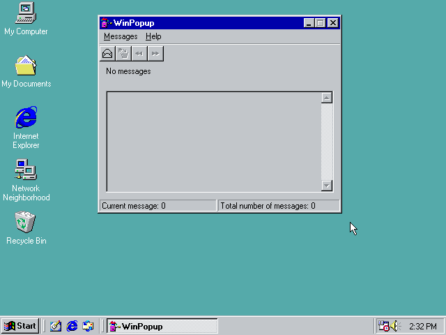 A screenshot of WinPopup